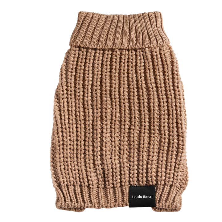 "Adele" Turtleneck Dog Sweater 100% Soft Yarn Brown for wholesale by Louis Barx