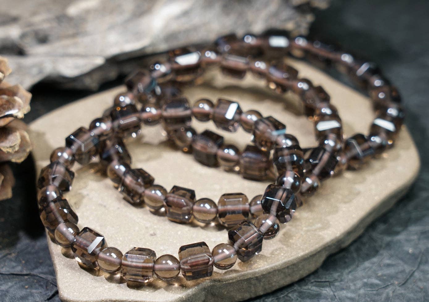 Moon Rituals - Wholesale Beaded Bracelet - Ice Obsidian Cube Bracelet – Natural Black Crystal Jewelry for Protection, Grounding & Christmas Crystal Gift1