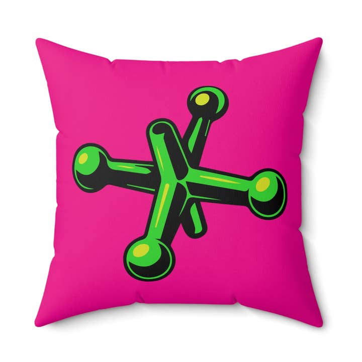 Faux Suede Square Pillow Jacks green - fushia for wholesale by Kathiana Cardona Store