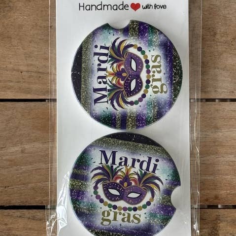 Mardi Gras Mask Ceramic Car Coaster for wholesale by TopShelf Designs LLC