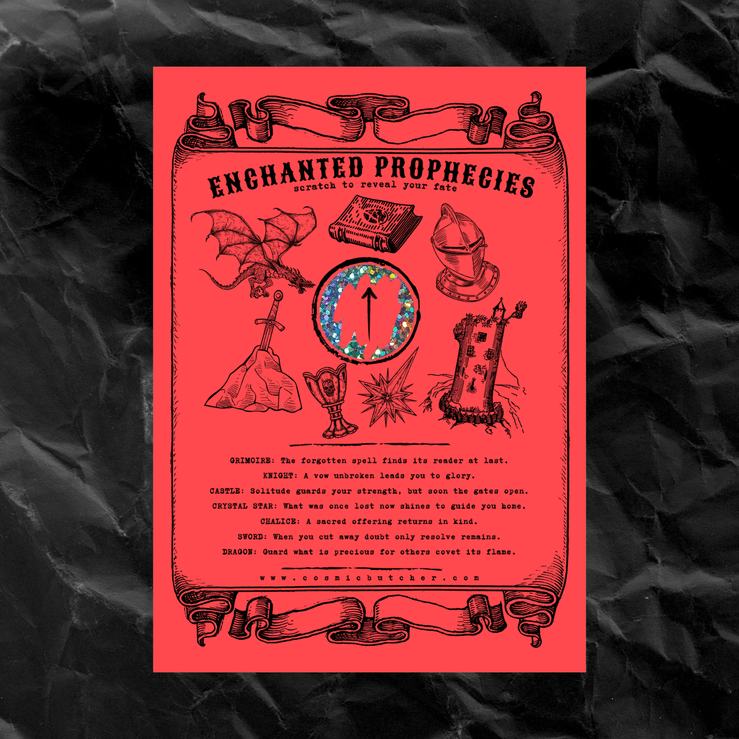 Cosmic Butcher - Wholesale Everyday Greeting Card - "ENCHANTED PROPHECIES" Scratch Off Fortune Fantasy Art Card0