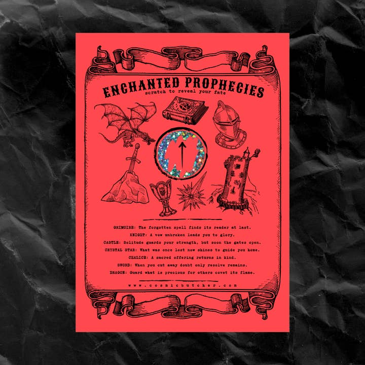Cosmic Butcher - Wholesale Everyday Greeting Card - "ENCHANTED PROPHECIES" Scratch Off Fortune Fantasy Art Card
