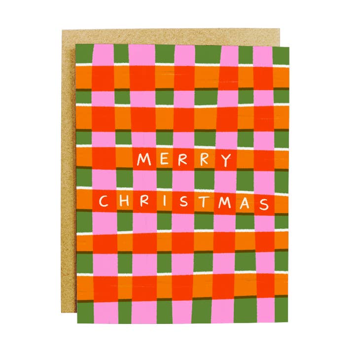 Plaid Merry Christmas Card - Classic Holiday Greeting Card for wholesale by KANDS.CO
