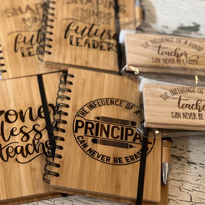 Engraved notebook for wholesale by Kyleen Designs