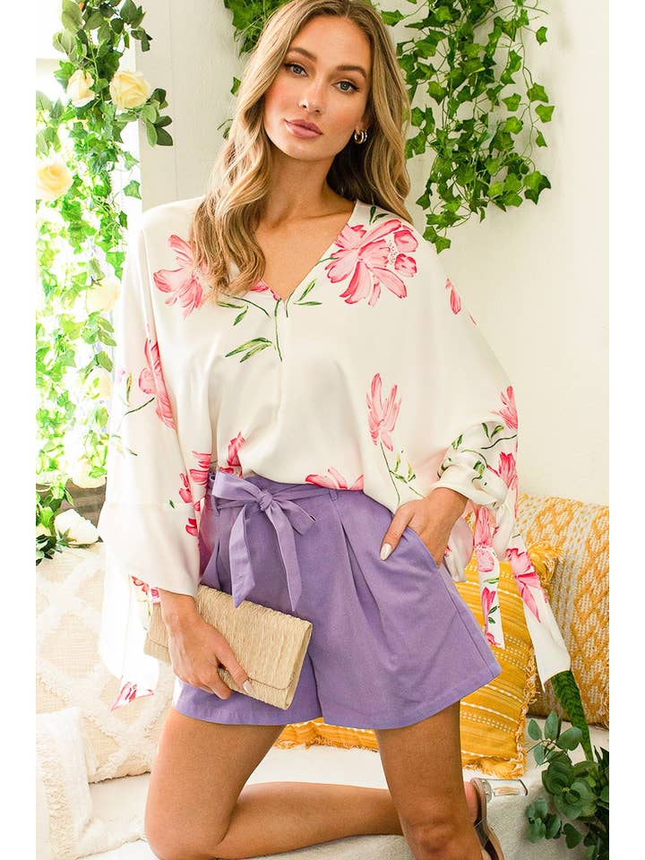 Vine & Love - Wholesale Shorts - Women's - High-Rise Waist Tie 100% Cotton Shorts VP8117812