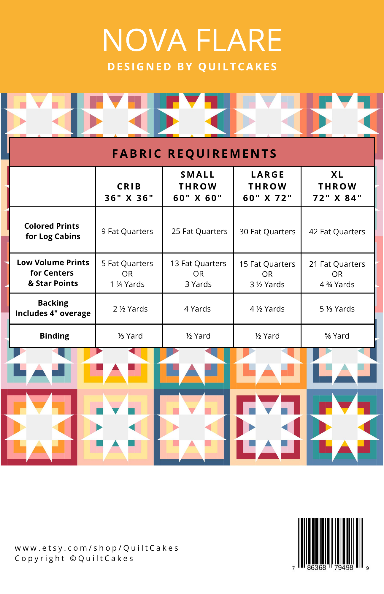 QuiltCakes - Wholesale Craft Sewing Kit - Nova Flare Quilt Pattern Printed1