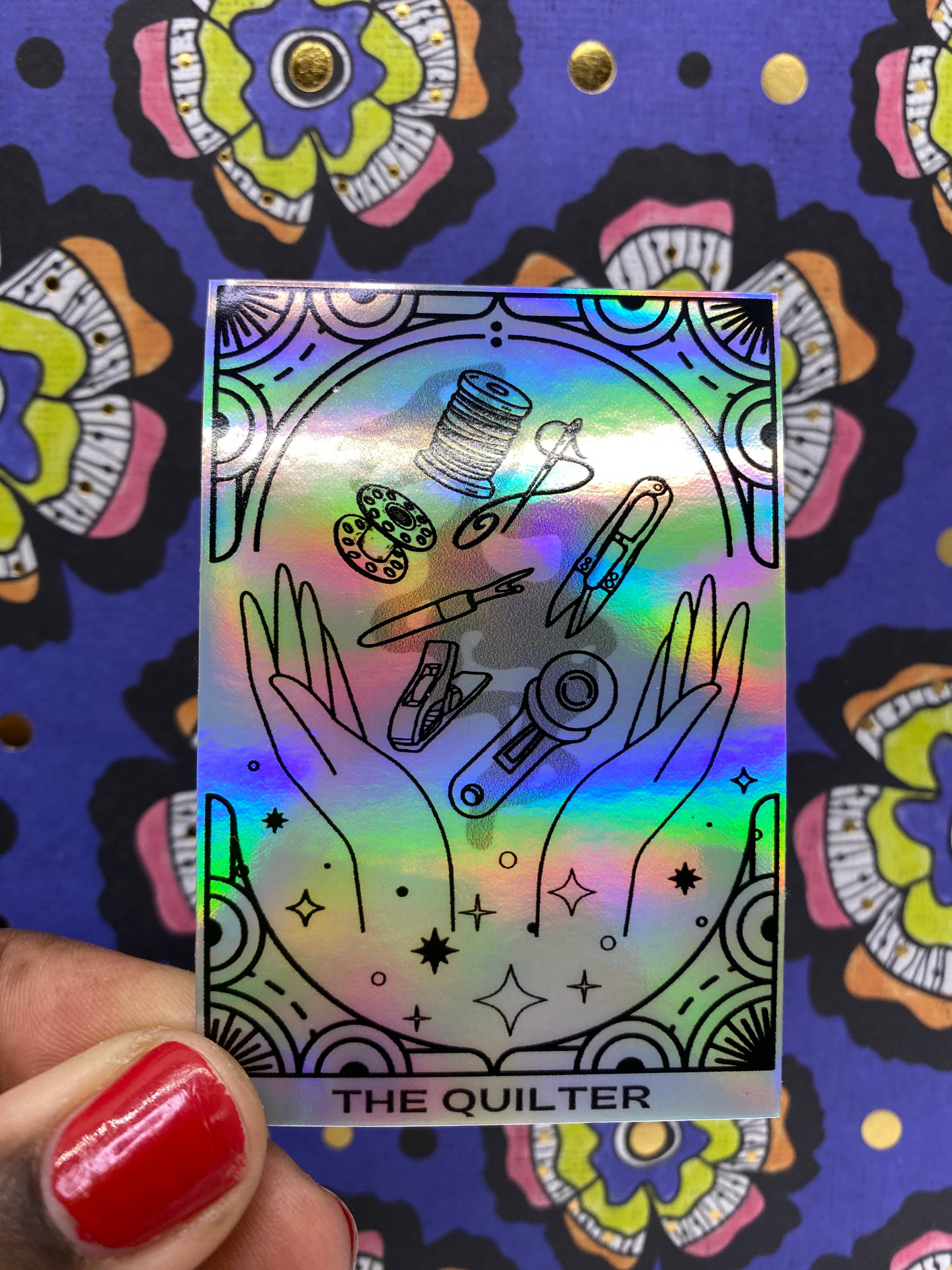 Zipped & Printed - Wholesale Phone & Laptop Stickers - The Quilter Tarot Sticker2