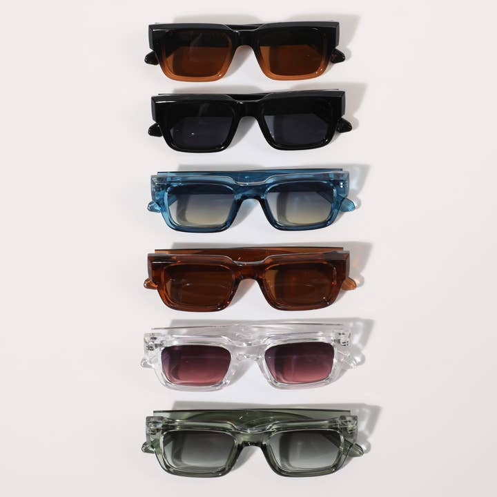 12 ASSORTEREDE FARVER Bred rektangulær form mode solbriller for engroshandel på Faire5