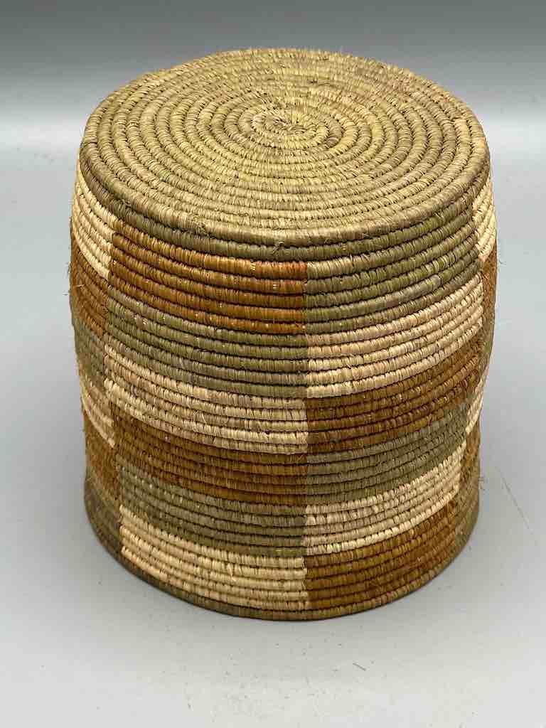 The Niger Bend - Wholesale Basket - Earth tone checkerboard cylinder tightest weave Batwa basket2