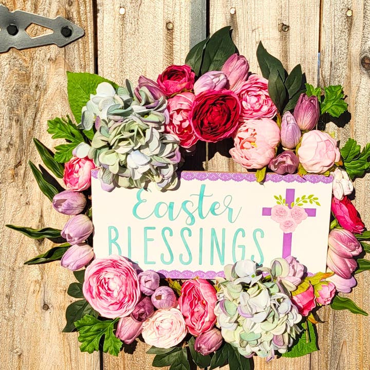 Easter Blessings Real Touch Blumenkranz für den Großhandel von An Array of Wreaths, LLC