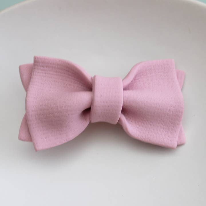 Polymeerklei Vouw Roze Strik Haarclip voor wholesale door Sweets & Pearls