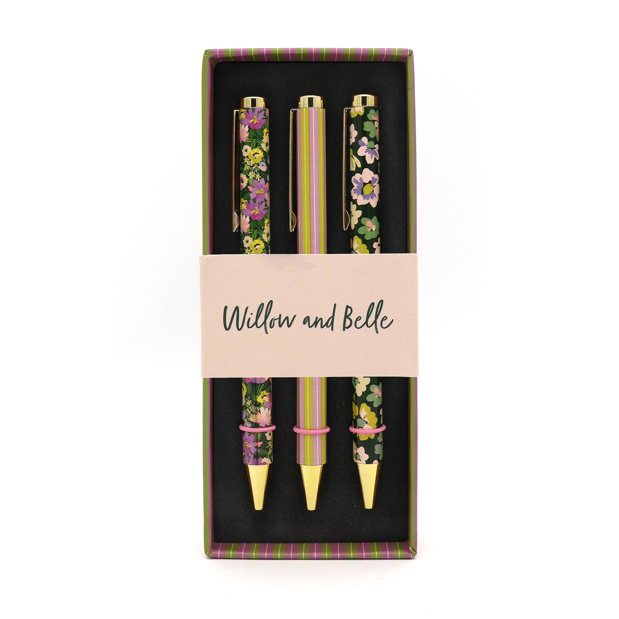 Robert Frederick Ltd - Vente Stylos - Stylo-bille Willow and Belle à motifs assortis en coffret cadeau – lot de 3 stylos0