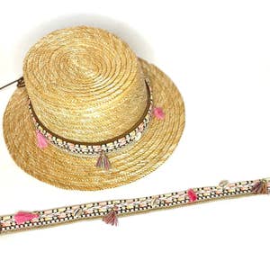 hat band, hatband hatbands multicolor western summer spring fedora handmade  textile
