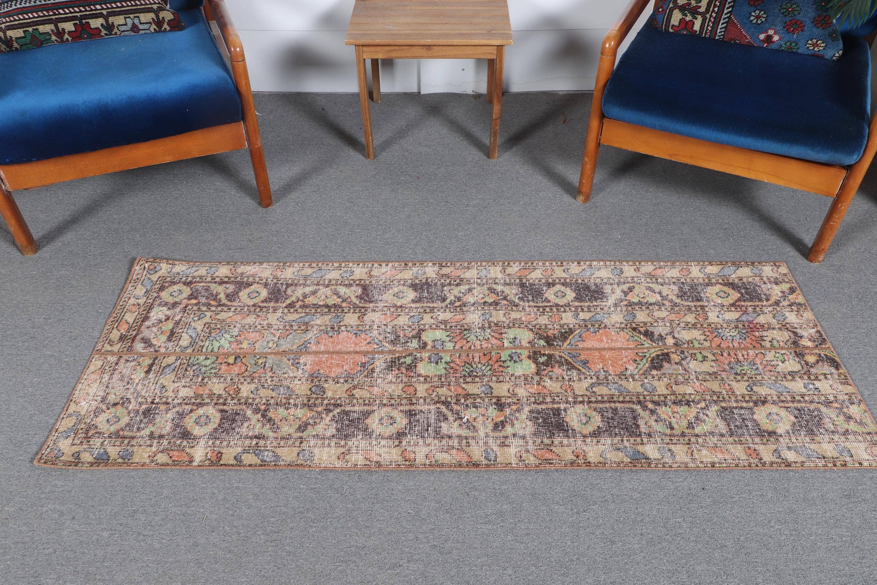 The Loom Wholesale - Wholesale Stair Runner - 2,1x5,6 ft Turkish Rug, Vintage Runner Rug, Red Plants & trees Wool Rug2