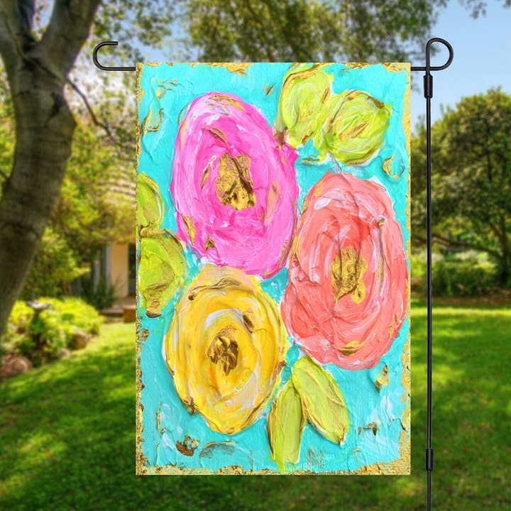 Painted Skies - Vente Drapeaux - Drapeau de jardin à fleurs peintes de couleurs vives0