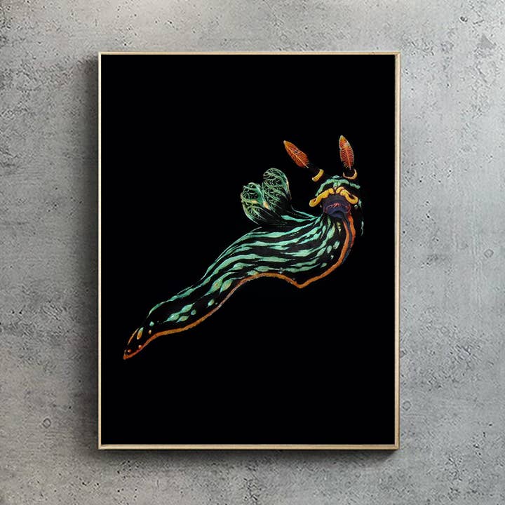 Nembrotha Nudibranch BLACK edition - A2/A1 Print (portrait) for wholesale by Hidden Planet
