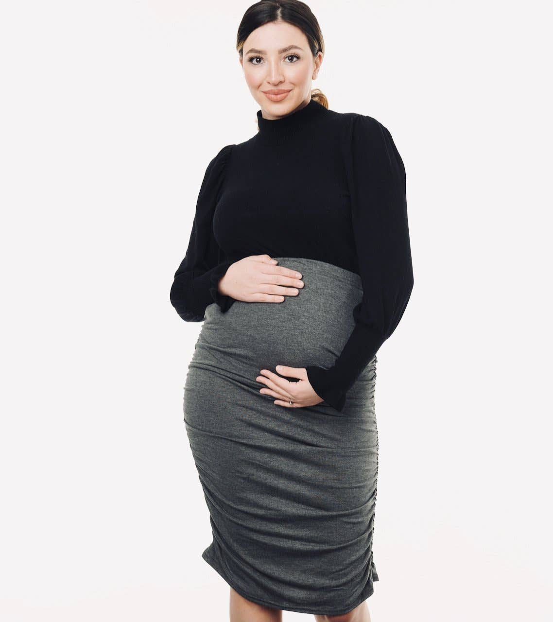Amawrap - Wholesale Skirt - Women's - Ruched Maternity Skirt - Black1