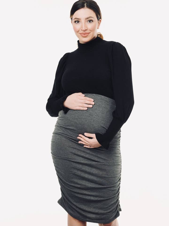 Amawrap - Wholesale Skirt - Women's - Ruched Maternity Skirt - Black1