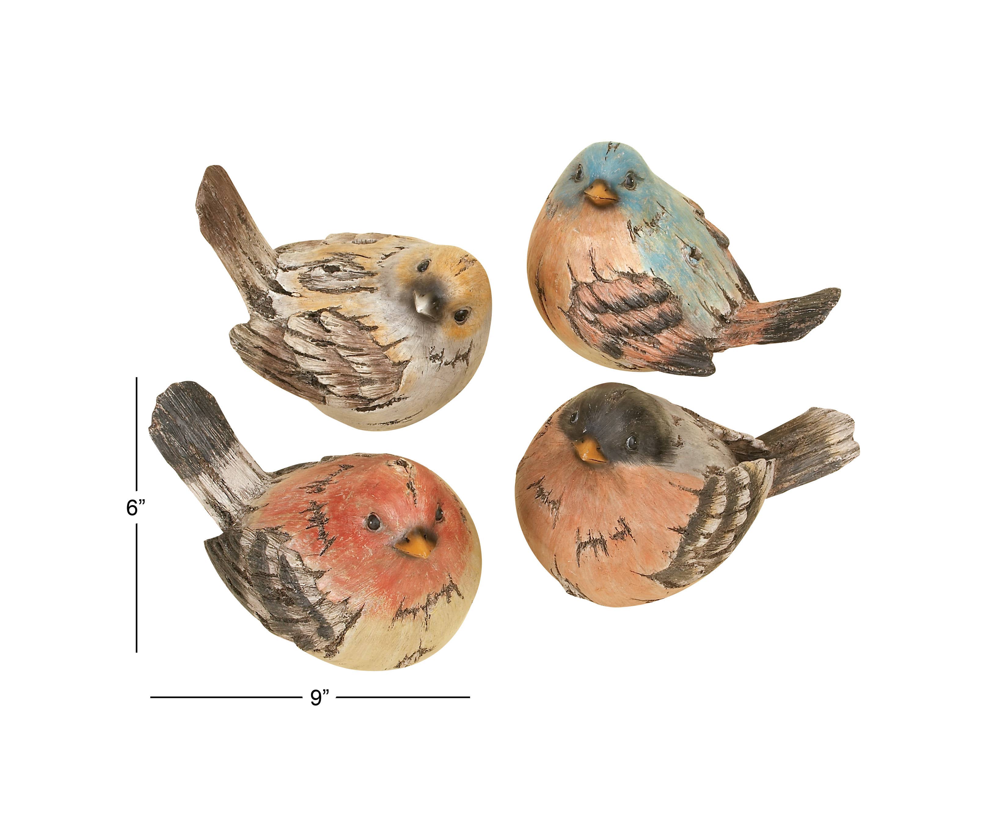 Import Corner – Estatueta decorativa por atacado – A-98259: CONJUNTO DE 4 PÁSSAROS DE POLYSTONE 8" L, 6" A2