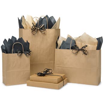 Nouveau Gold Paper Gift Bags, Cub 8x4.75x10, 25 Pack