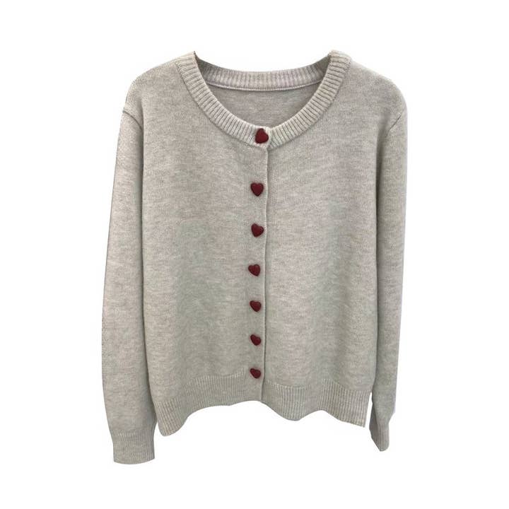 Cardigan con Bottoni a Cuore in Pietra e Rosso per la vendita all'ingrosso da parte di Last True Angel