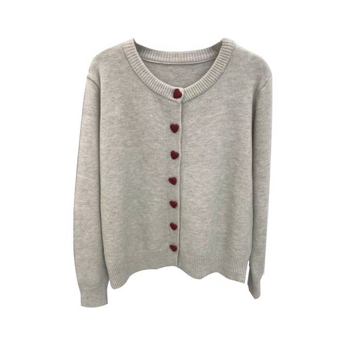 Hjärtknappkofta i sten & röd för wholesale av Last True Angel