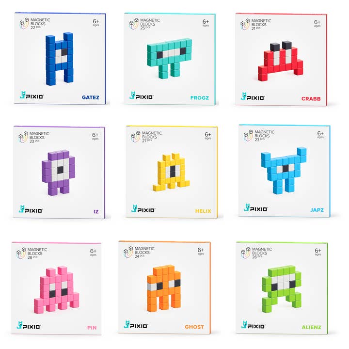 PIXIO - Wholesale Building Set - Kids - Mini Monsters Assorted Display (2ea of #1050201-#1050209)1