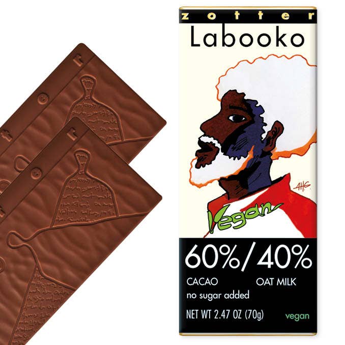 Zotter Chocolates - Wholesale Chocolate Bar - 60%/40% Cacao-Oat Milk with no added sugar (Labooko)