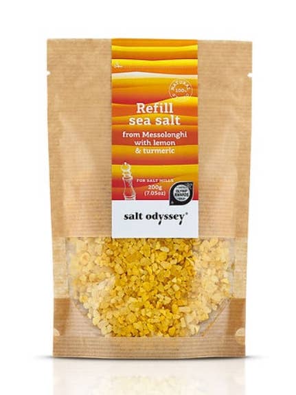 REFILL SEA SALT WITH LEMON AND TURMERIC 190g for wholesale by The Gods Foods Inc