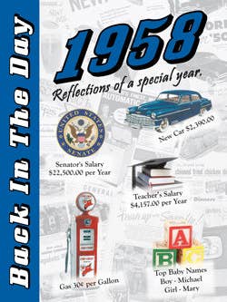 Carte/livret Back In The Day 1958 (enveloppe incluse) pour la vente par 3 Oak Publishing / Back In The Day