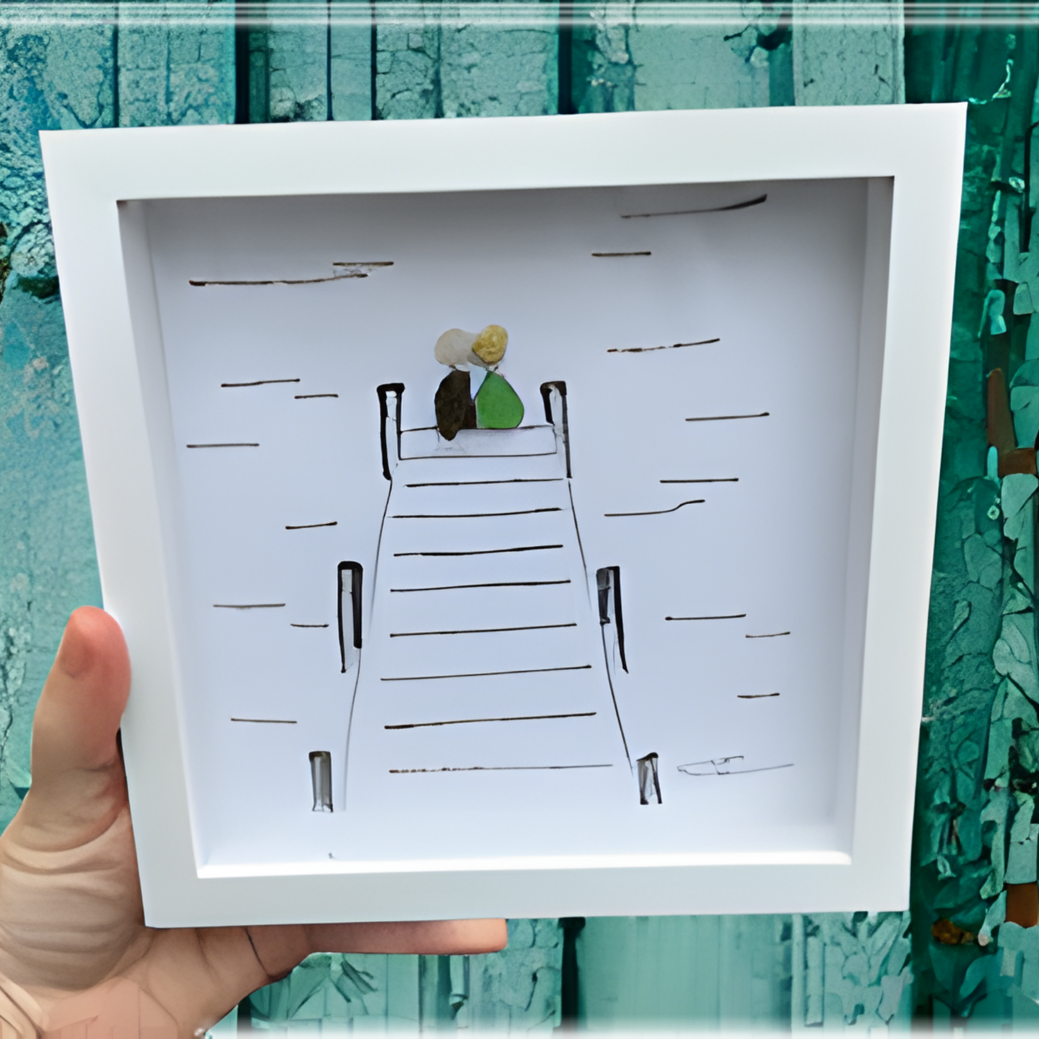 Back Bay Designs - Wholesale Art Print - Dockside MINI - Sea Glass Art - 6x6 Framed3