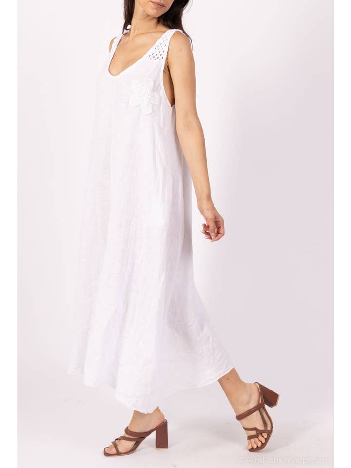 Shyloh - Wholesale Dress - Women's - Linen dress with flower 1495911