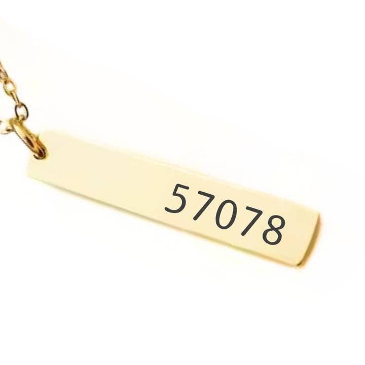 Custom Engraved Zip Code Bar Necklace or Keychain for wholesale by North Star Rustics Too