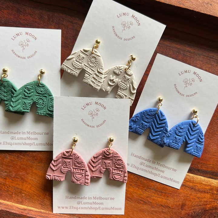 Lumu Moon Handmade Designs - Wholesale Dangle Earrings - Textured Arch Earrings
