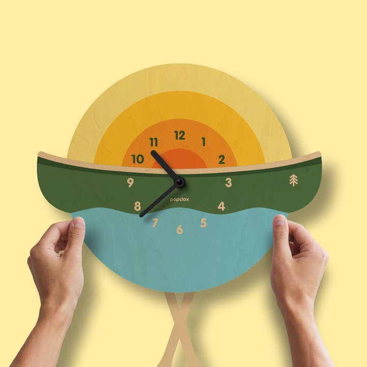 Popclox - Vente Horloges murales - Horloge à pendule de canoë - Bois