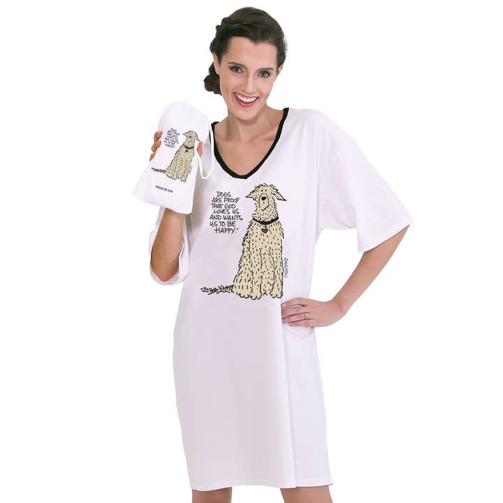 Emerson Street Clothing Co. - Wholesale Nightshirt - Women's - Dogs Are Proof That God Loves Us and Wants Us to Be Happy,0