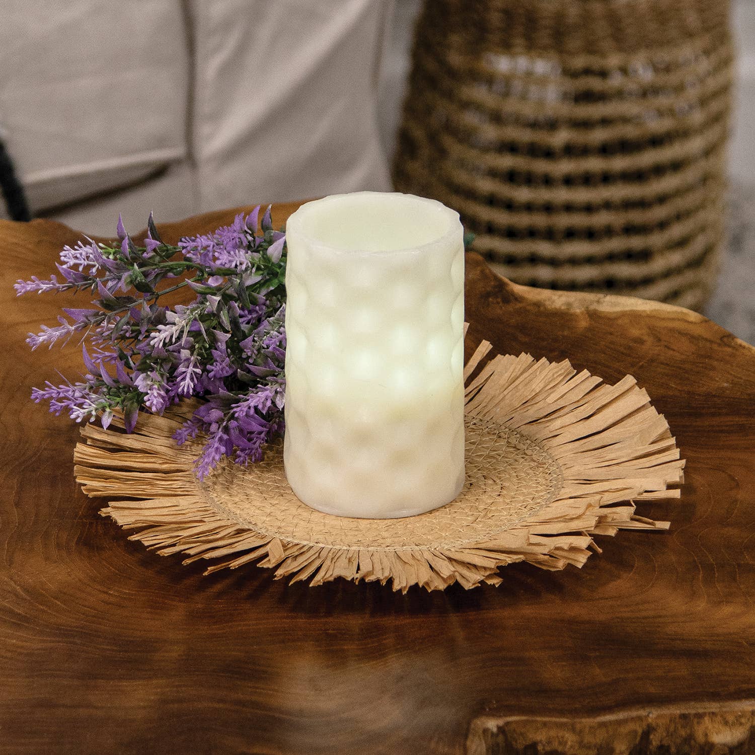 Col House Designs - Wholesale Candle Holder - Natural Jute & Dried Grass Candle Mat, Small1