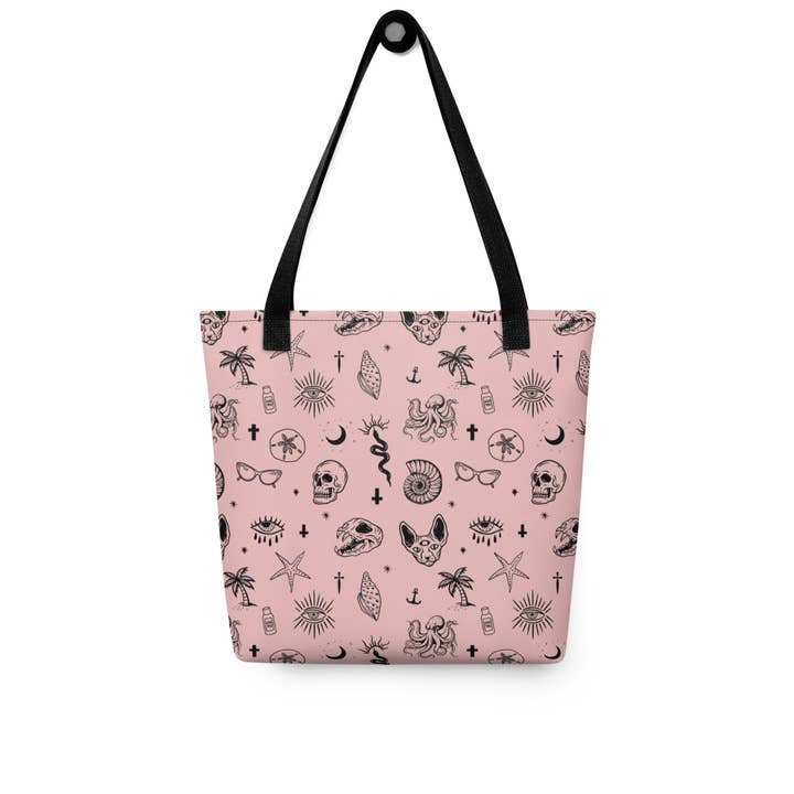 Occult Beach Pink Tote Bag for wholesale by Rouge Hearts