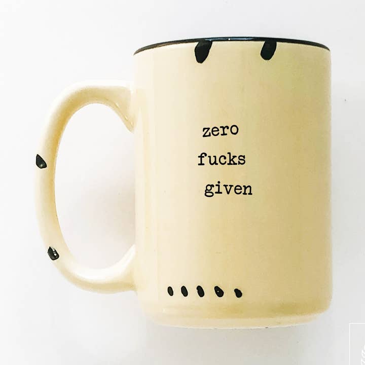 zero fucks given | ceramic mug for wholesale by Prairie Chick Prints