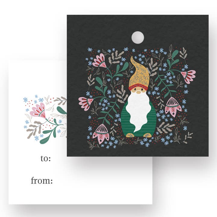 Berry Gnome Gift Tags – Holiday Folk Art Design (Set of 10) for wholesale by Amicreative