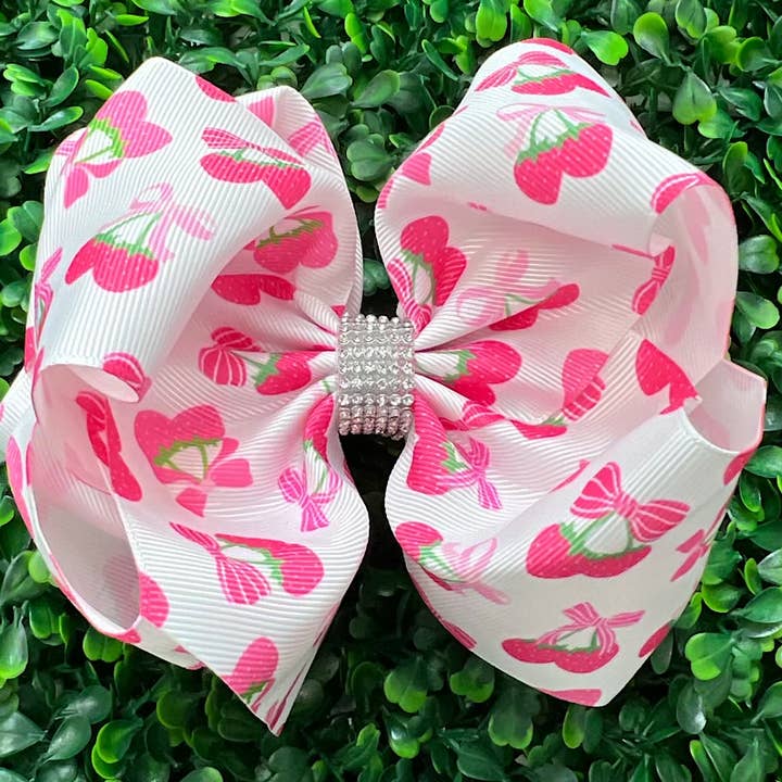 Kids Charm Online - Wholesale Hair Bow - Kids - STRAWBERRY PRINTED HAIR BOWS. 4PCS/$10.00 BW-DSG-9970