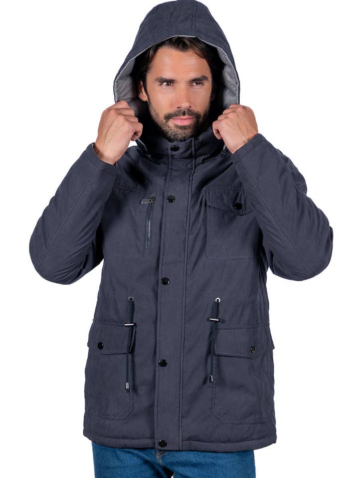 BLACK COTTON CAMEL NAVY COTTON GRAY KHAKI COTTON BLACK Men's Reversible Padded Durable Jacket for wholesale on Faire3