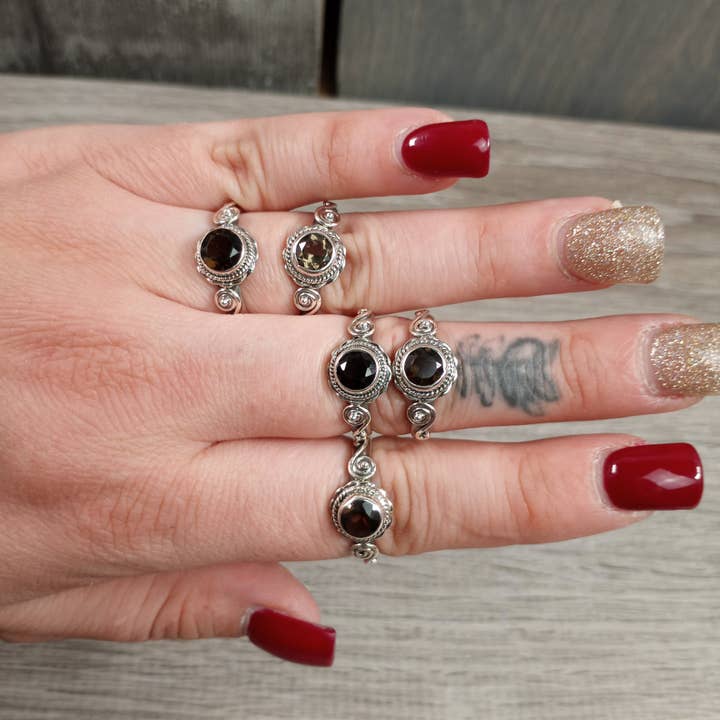 Keystone Crystals - Wholesale Single Stone/Solitaire Ring - Gemstone Sterling Silver Ring Hippie Style with Round Stone1