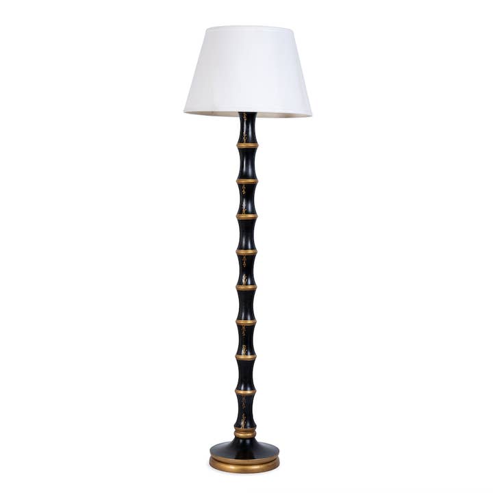 Black & Gold Bamboo Floor Lamp for wholesale by The Enchanted Home