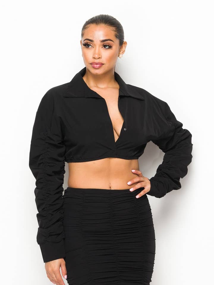 Someone In Love Nylon Two Piece Crop Top Skirt Set (HGC4217) for wholesale by Hot & Delicious