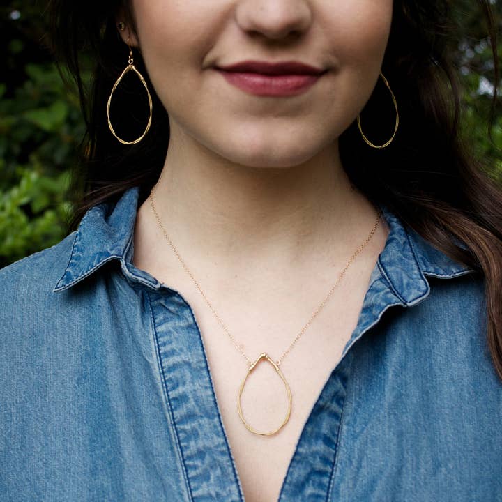 Twisted Tear Drop Necklace for wholesale by ReStrung Jewelry