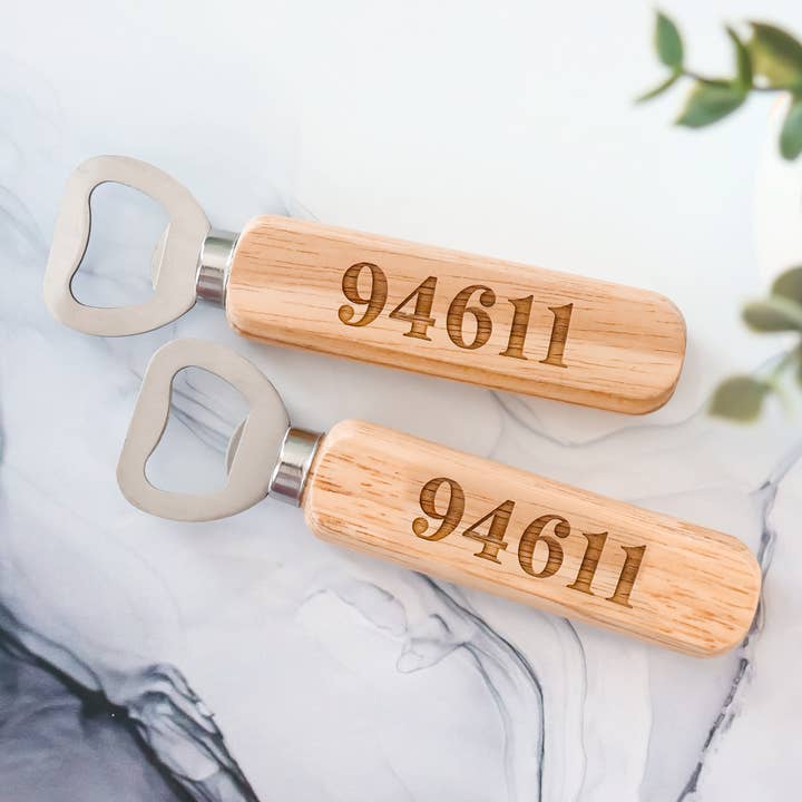 Custom Zip Code Bottle Opener, Wood Gifts for wholesale by Momenti di Vita