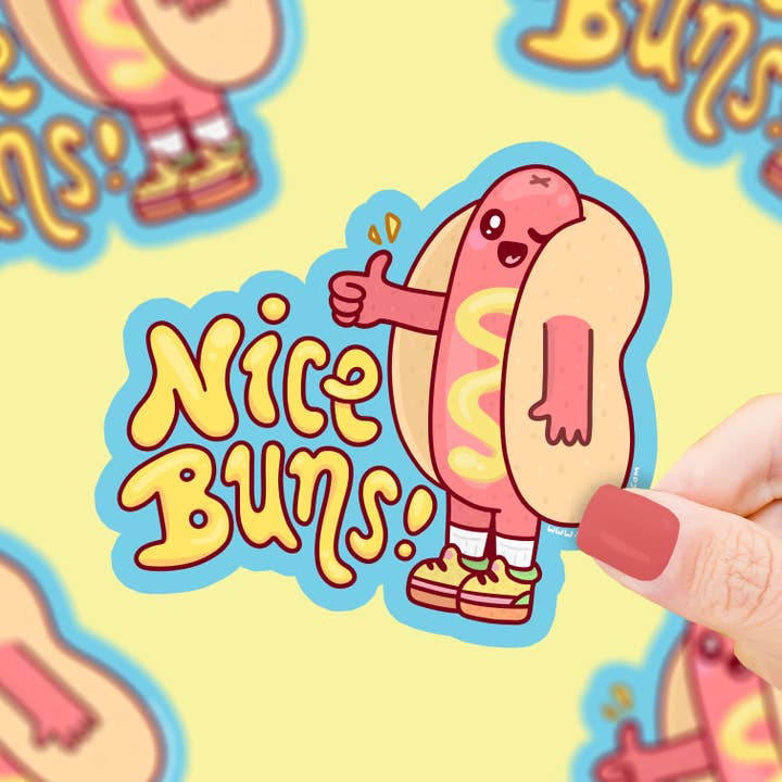 Turtle's Soup - Wholesale Sticker - Nice Buns Hot Dog Ketchup Mustard Funny Vinyl Sticker