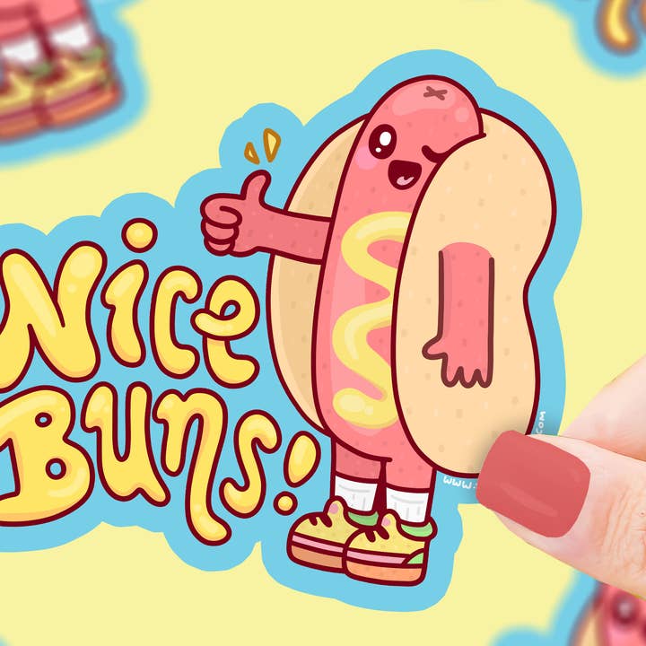 Turtle's Soup - Vente Autocollant - Autocollant amusant en vinyle Nice Buns Hot Dog Ketchup Mustard0