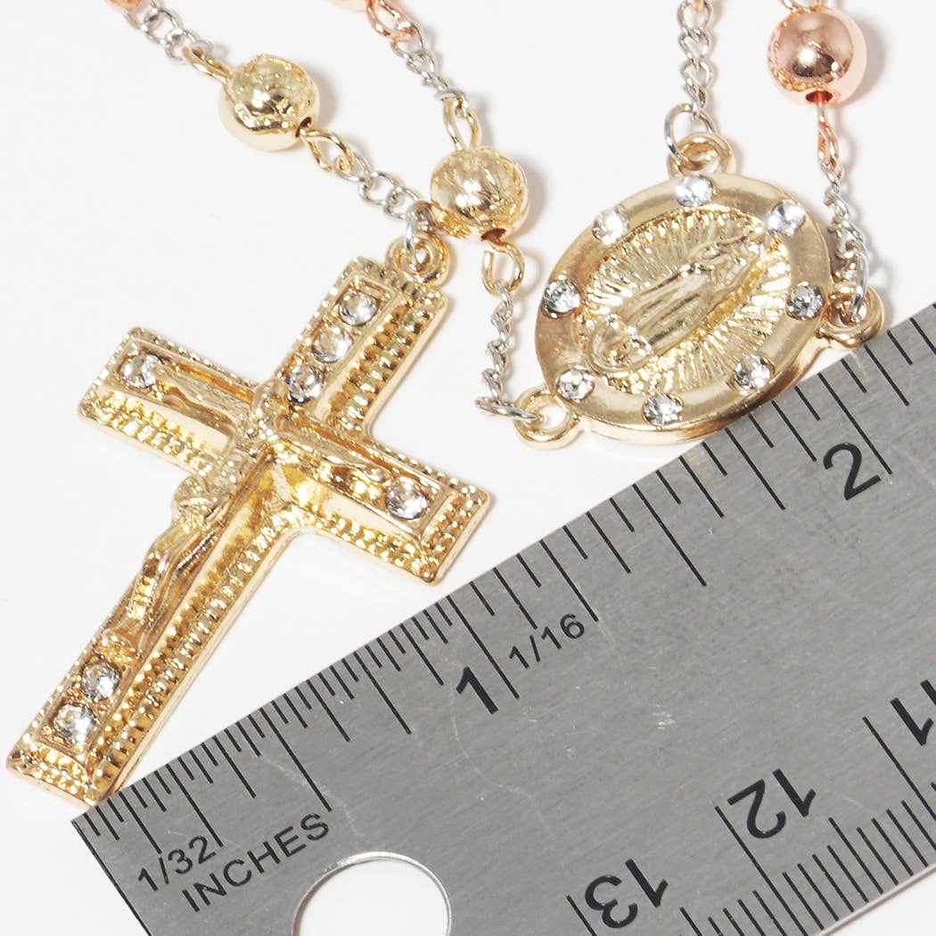 Fashion City - Wholesale Ketting met gebedskralen - Goudverguld rozenkransketting7